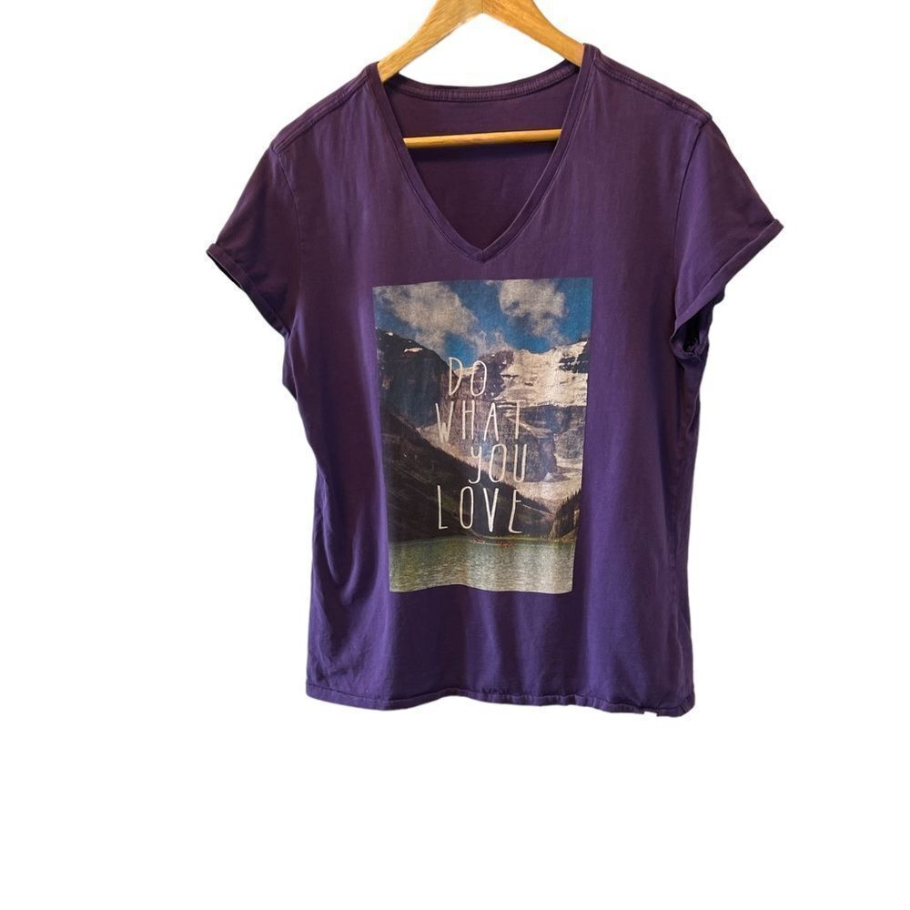 Purple Graphic Print Short Sleeve Cotton Tee Shirt L